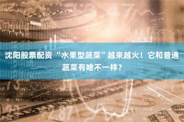 沈阳股票配资 “水果型蔬菜”越来越火！它和普通蔬菜有啥不一样？